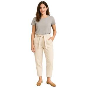 Banana Republic Barrel Style Cream Off White Relaxed Fit Cuffed Jeans Size 6